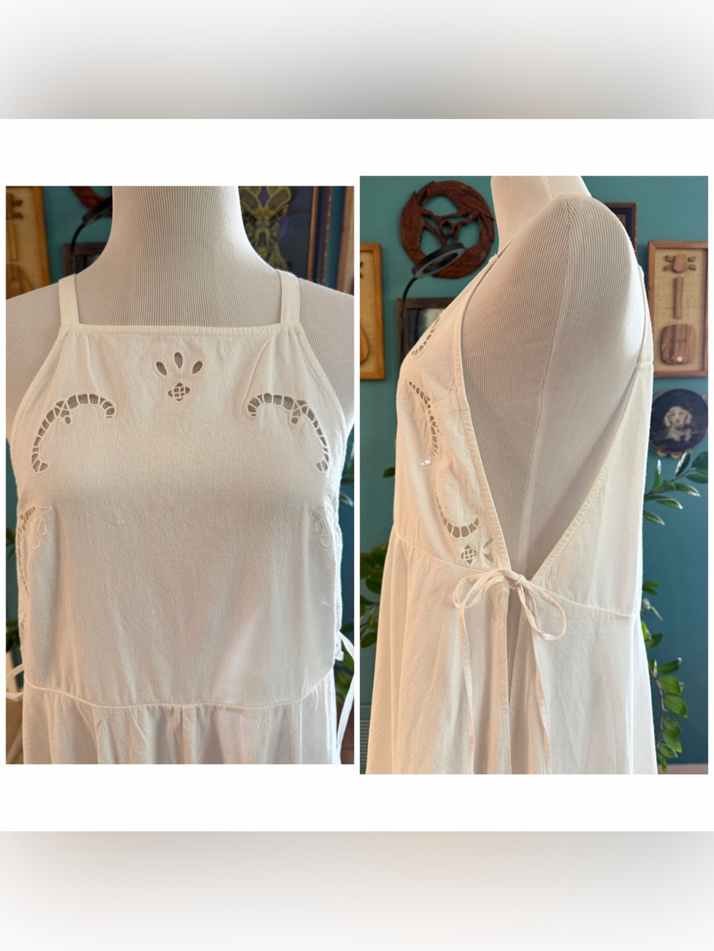 NWT Free People White Adjustable Maxi Top Dress 100% Cotton M Beautiful Piece** - Picture 5 of 9